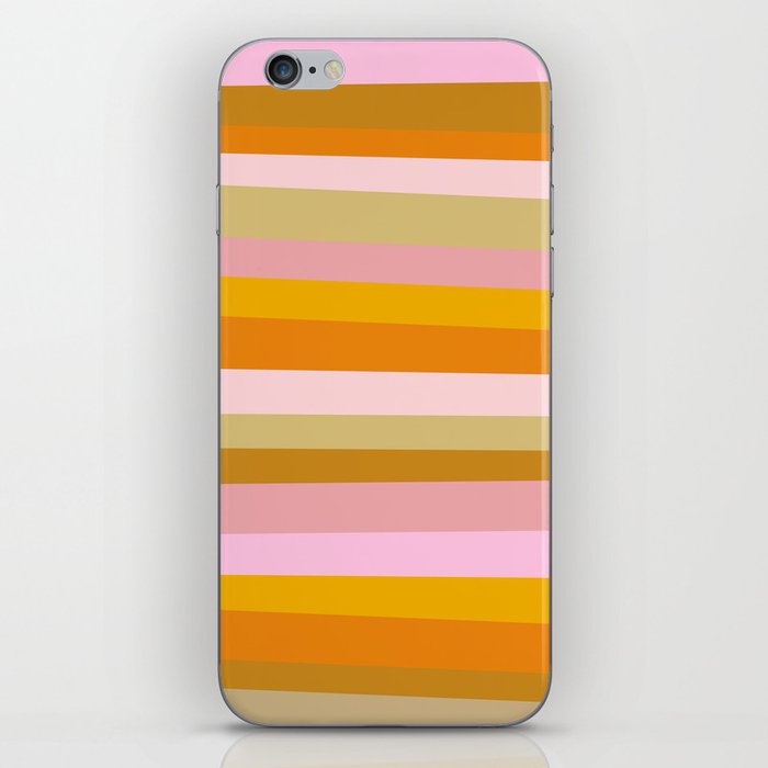 Colorful Retro Pink and Ochre Stripes iPhone Skin