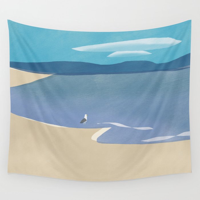 Seagull feeling calm sea Wall Tapestry