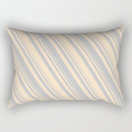 [ Thumbnail: Grey & Bisque Colored Lined/Striped Pattern Rectangular Pillow ]