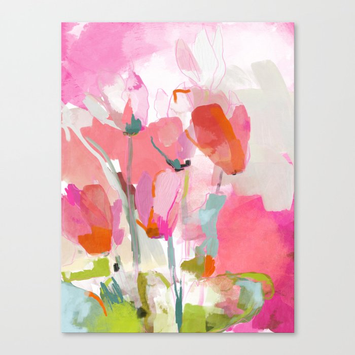 Floral abstract pink art Canvas Print