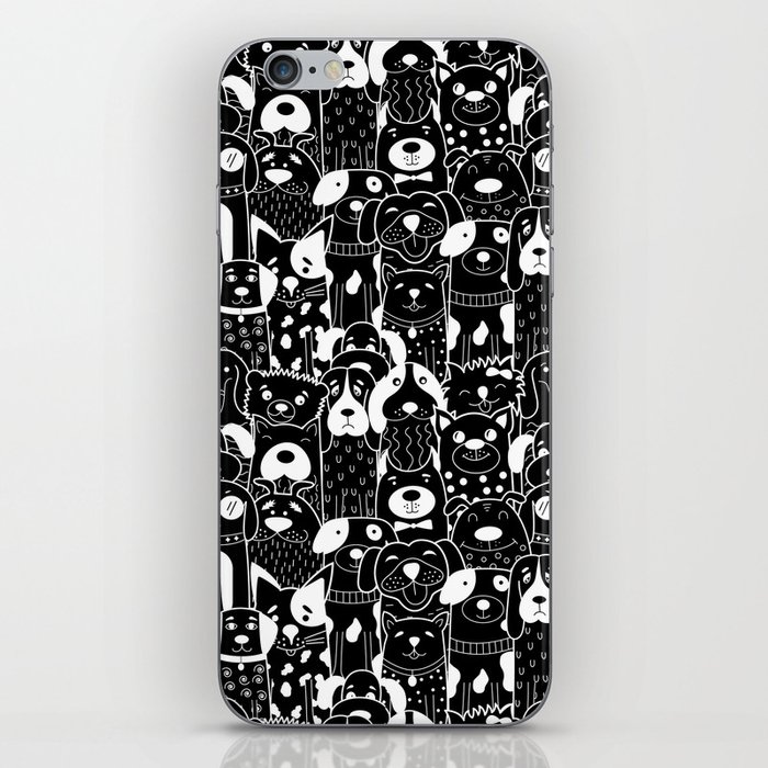 Black and White Seamless Dogs iPhone Skin