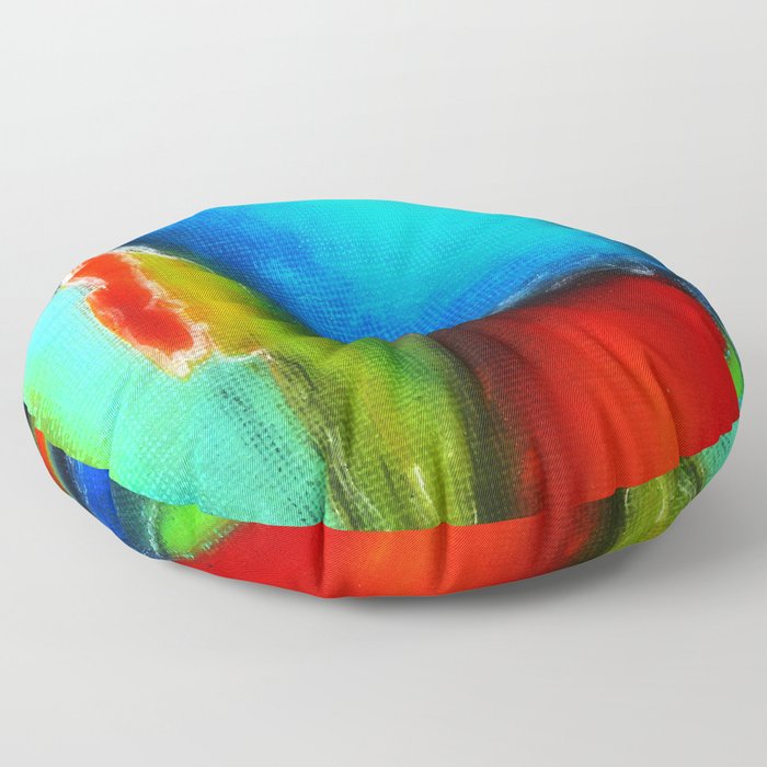 Blue and Orange Abstract Floor Pillow