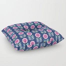 Pink Swedish Flowers - Visby Floor Pillow