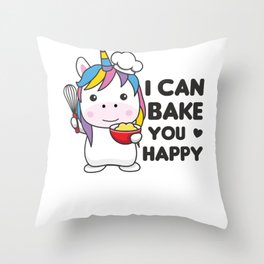 I Can Bake You Happy Sweet Unicorn Bakes Throw Pillow