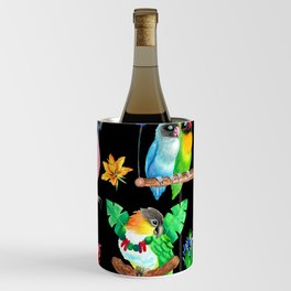 Watercolor Parrots and Flowers Wine Chiller