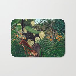Henri Rousseau - Fight between a Tiger and a Buffalo Bath Mat | Postimpressionism, Tiger, Painting, Oil, Animal, Jungle, Fightbetween, Henrirousseau, Paintings, Canvas 