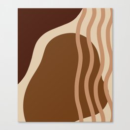 Brown Toned Wavy line  Boho Abstract Shapes  Design Canvas Print