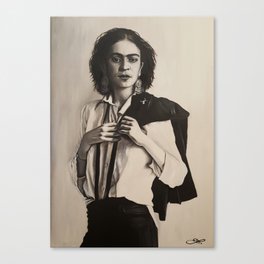 Frida Kahlo 8 - monochrome - black and white Canvas Print