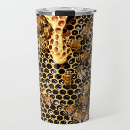 swarm of bees on honeycomb Travel Mug