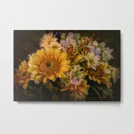 A Few Of My Favorite Things Metal Print | Mixed Media, Nature, Sunflowers, Daisies, Illustration, Mixedbouquet, Collage, Bouquet, Flowers 