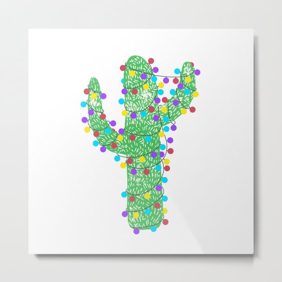 Festive Cactus Metal Print