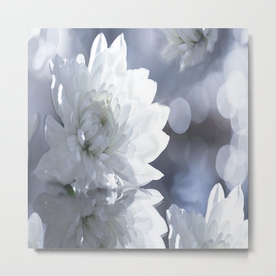 White flower with bokeh on a grey background included wonderful light Metal Print