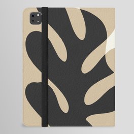 Abstract Matisse Organic Leaves Shapes \\ Neutral Beige & Dark Grey Color Palette iPad Folio Case