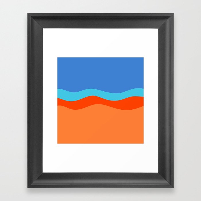Minimalistic Wave Colorful Art Pattern Design Framed Art Print