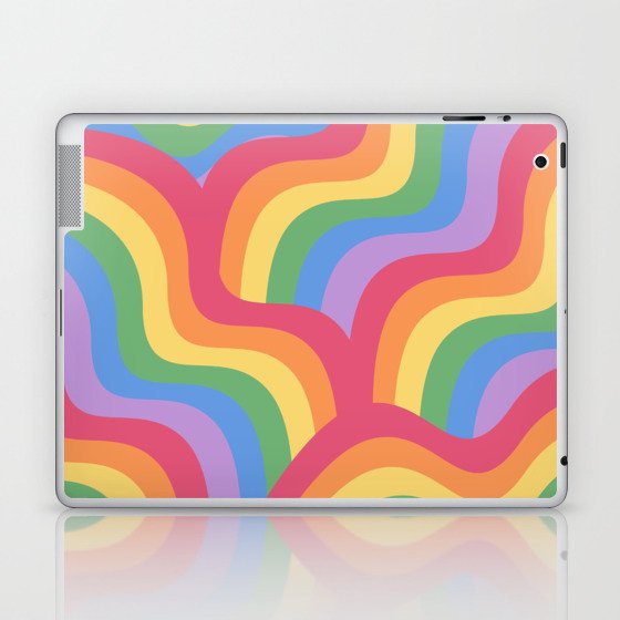PRIDE Flag Rainbow Retro Swirls III Laptop & iPad Skin