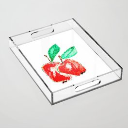 Two red apples pixel art Acrylic Tray
