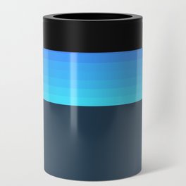 Simple Colorful Retro Stripe Art Pattern in Blue Can Cooler