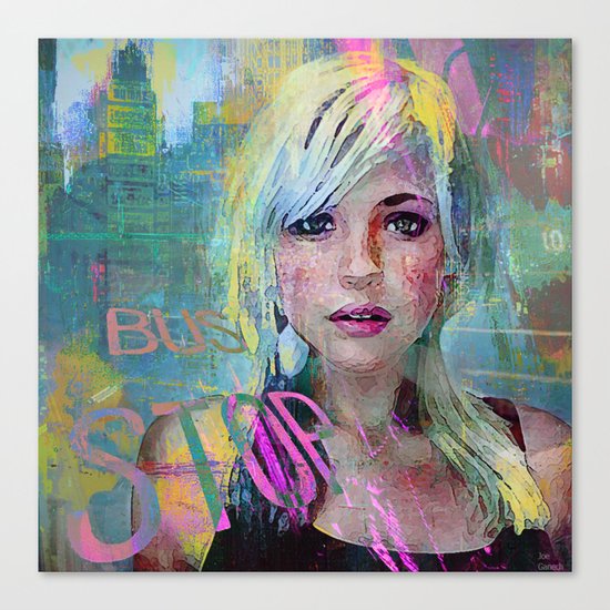bus stop girl Canvas Print