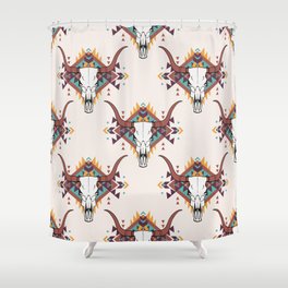 Tribal ethnic seamless pattern with bull skull  Shower Curtain