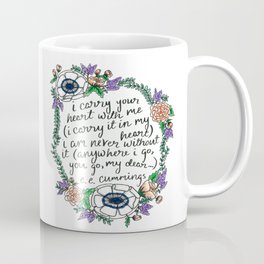 Hand-lettered e.e. cummings quote with floral wreath Coffee Mug