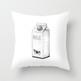 Milk Carton Sketch Throw Pillow | Fresh, Nutritious, Drawing, Cow, Milk, Cardboard, Breakfast, School, Half, Paper 