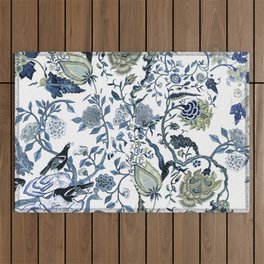 Blue vintage chinoiserie flora Outdoor Rug