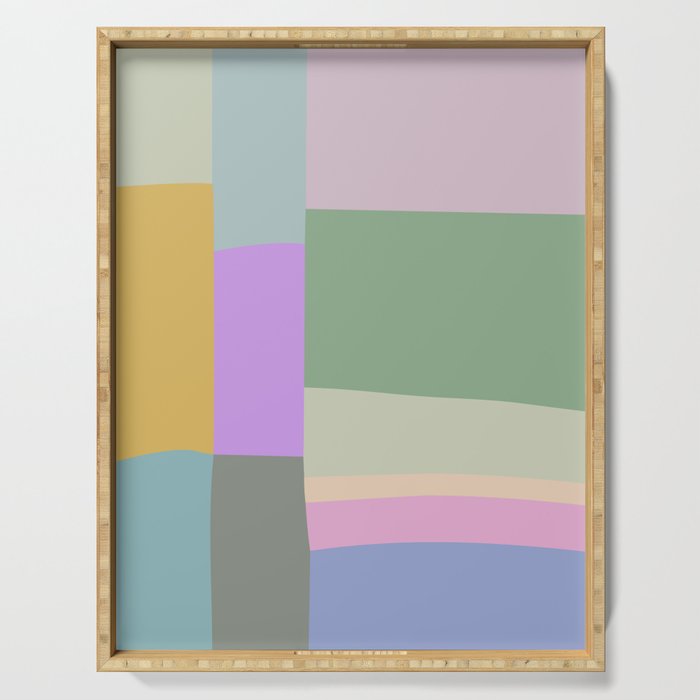 Abstract Earthy Pastel Shapes 30 Serving Tray