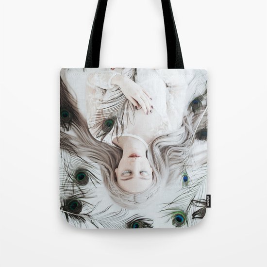 White peacock Tote Bag