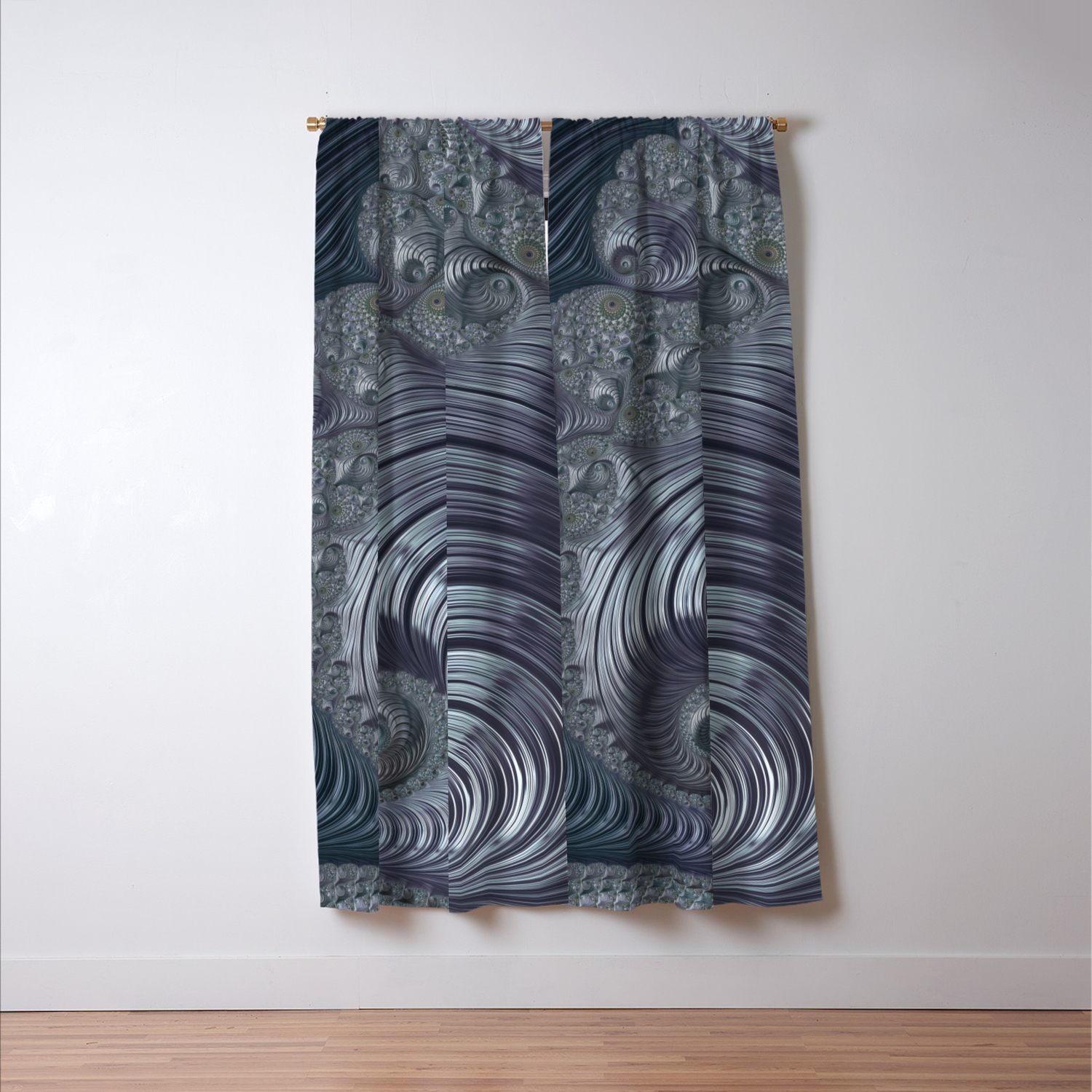 Fascinating Fractals Silver Blue Blackout Curtain By Art4u Society6