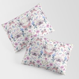 Lilac Butterfly and Flowers Pillow Sham