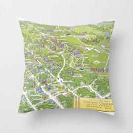 DENISON University map GRANVILLE OHIO Throw Pillow