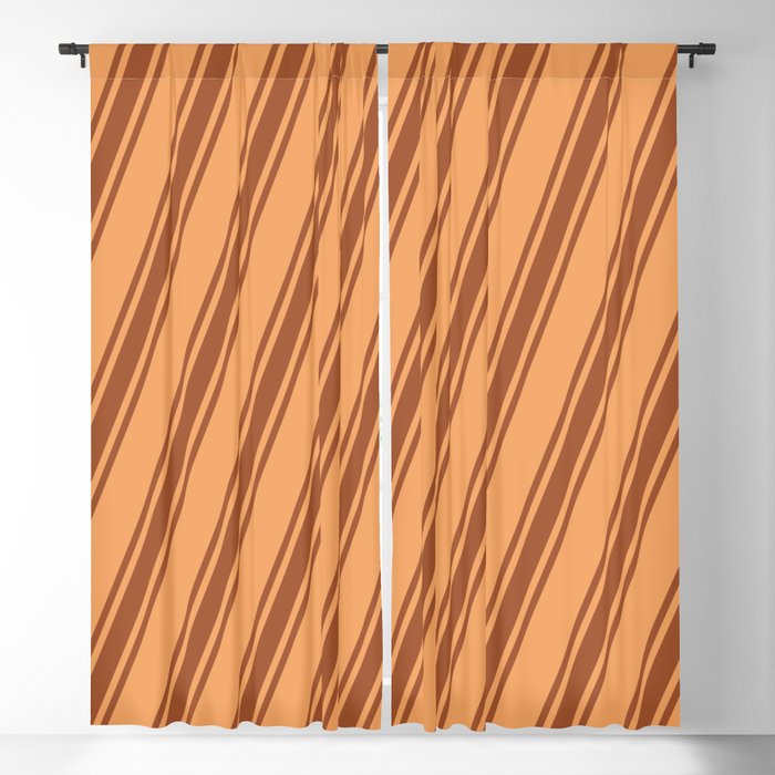 Brown & Sienna Colored Lines Pattern Blackout Curtain