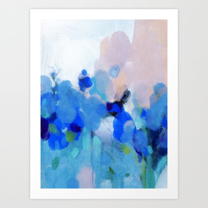 blue summer lilies garden Art Print