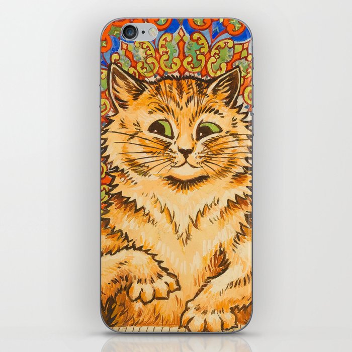Cat Playing a Piano in Front of a Psychedelic Background by Louis Wain iPhone Skin