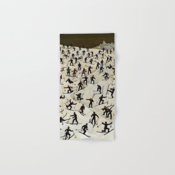 Skiers, Winter Slope Skiing Madness landscape painting by Franz Sedlacek Hand & Bath Towel