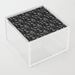 Black and White Christmas Snowman Doodle Pattern Acrylic Box