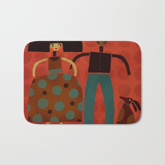 COUPLE & DOG & BIRD Bath Mat