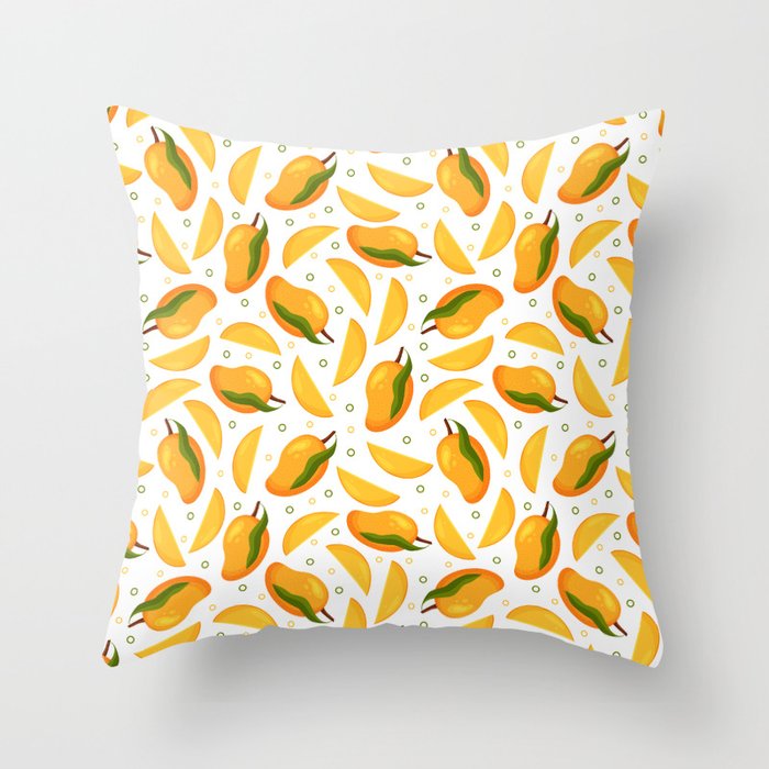 Colorful pattern of ripe mangoes Throw Pillow