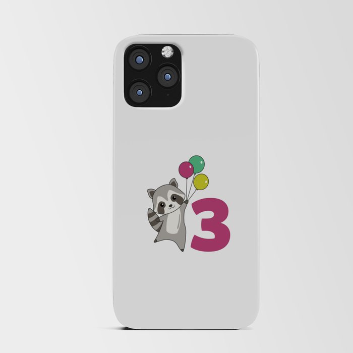 Raccoon Third Birthday Balloons For Kids iPhone Card Case