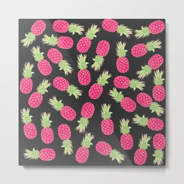 Summer Strawberry Tropical Pineapples Metal Print | Graphicdesign, Fruity, Girly, Green, Summerprints, Stylish, Trendy, Pink, Unique, Summer 