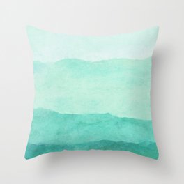 Ombre Waves in Teal Throw Pillow