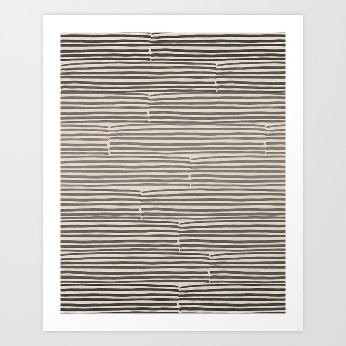 hand drawn light lines – charcoal Art Print