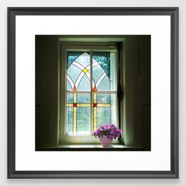 Window sill and flowers Framed Art Print
