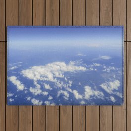 Sky Above the Clouds, Cloudscape background, Blue Sky and Fluffy Clouds Outdoor Rug