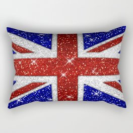 Glitters Shiny Sparkle Union Jack Flag Rectangular Pillow