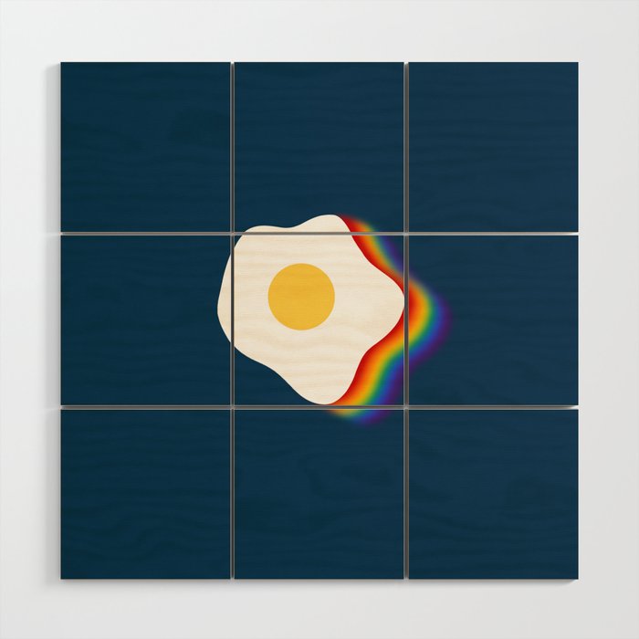 Rainbow fried egg 8 Wood Wall Art