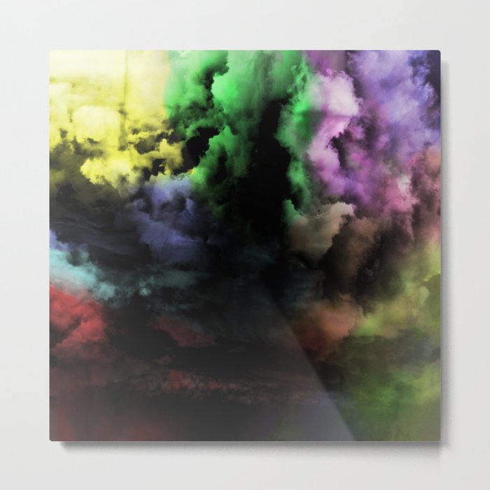 Mixed Emotions - Cloudy Black And Colour Abstract Metal Print