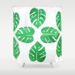 Nature tropical palm leaf print green pattern  Shower Curtain
