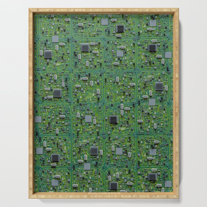 Computer Circuit Board Technology Gamer Data IT Pattern Serving Tray