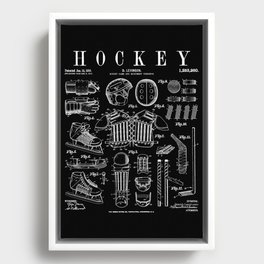 Ice Hockey Player Winter Sport Vintage Patent Print Framed Canvas